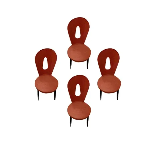 Set of 4 Dora chairs in beech wood and leather, Giorgetti image