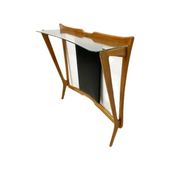 Vintage console in cherry wood and crystal (1950s), image