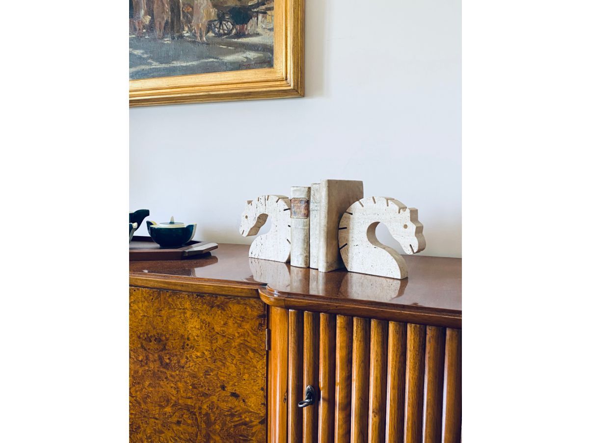 Set of 2 vintage travertine bookends (1970s) 7