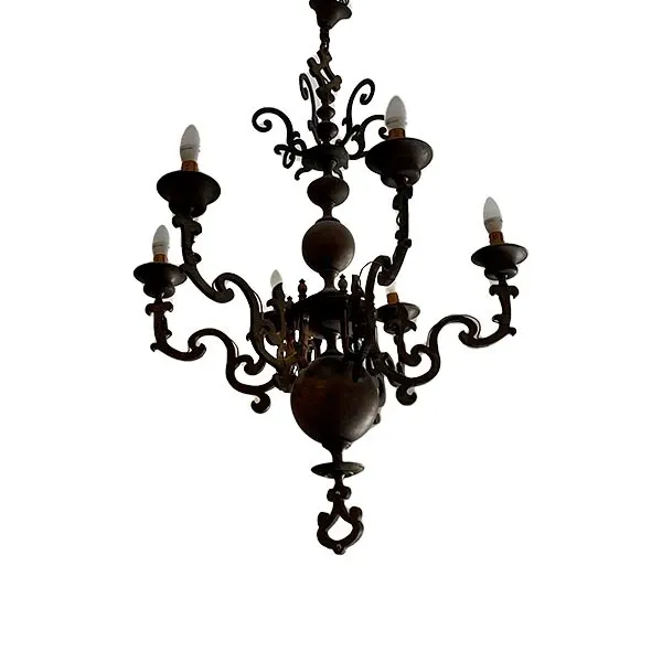 Vintage copper 6-light pendant chandelier (1960s) image