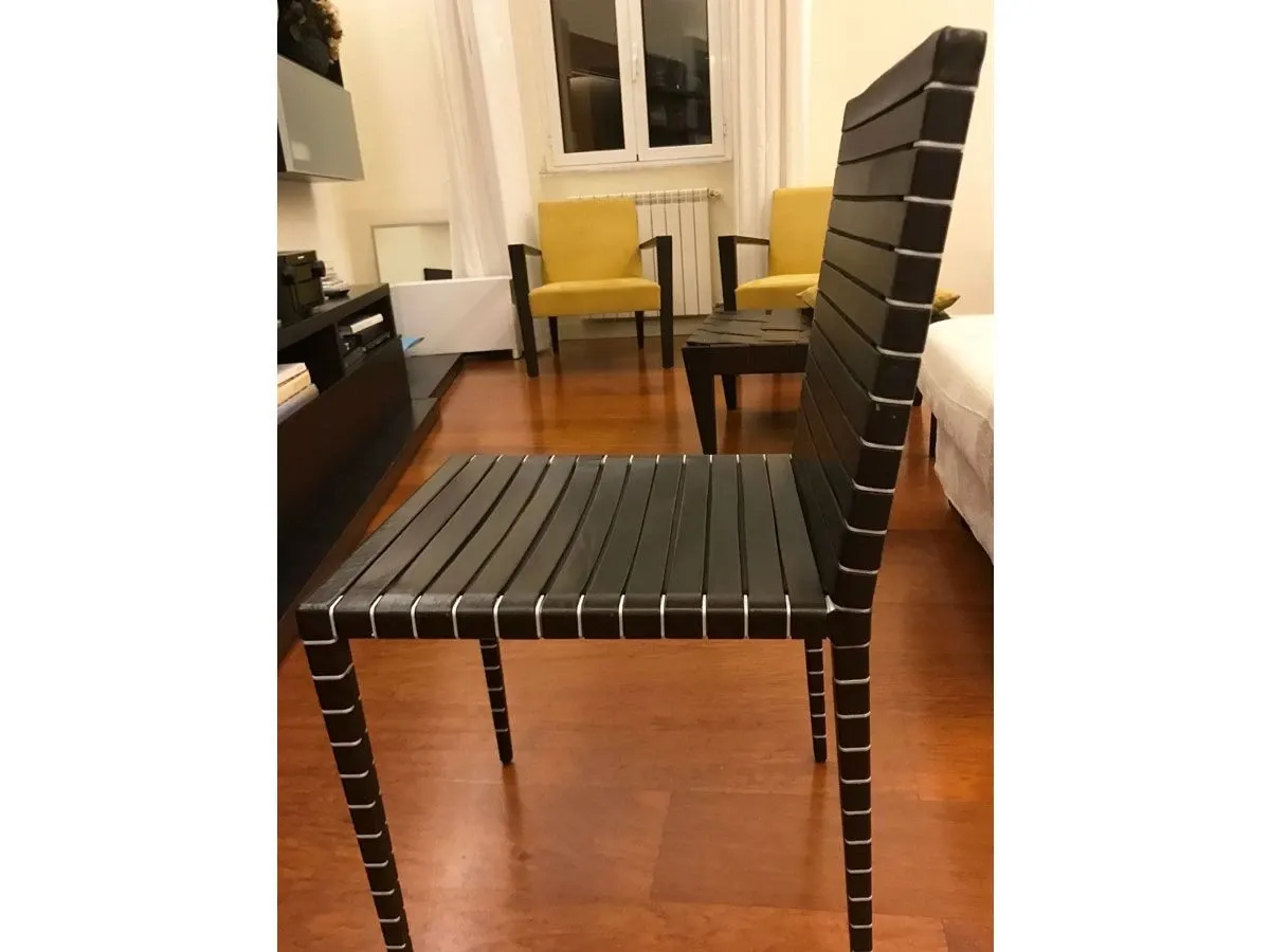 Sedia MM01 di Jean Nouvel con cinghie di cuoio 