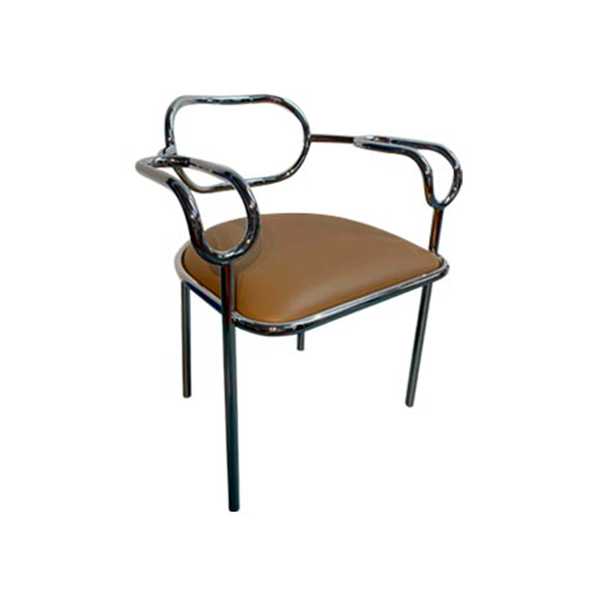 01 Chair metal and leather armchair (brown), Cappellini image