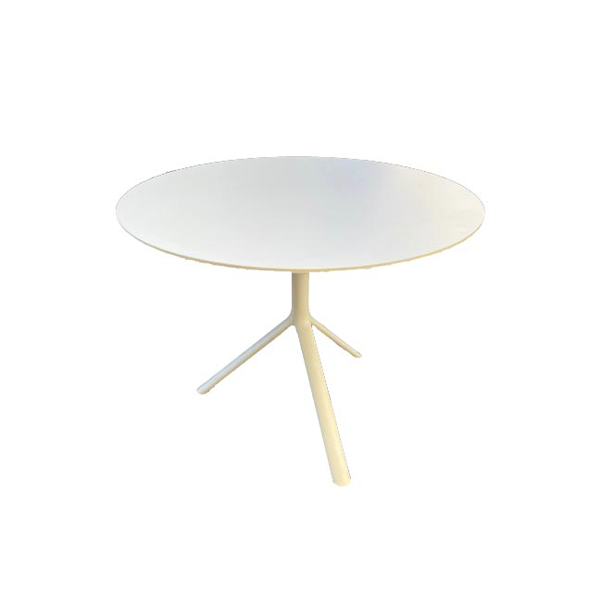 Miura round table in painted metal (white), Plank image