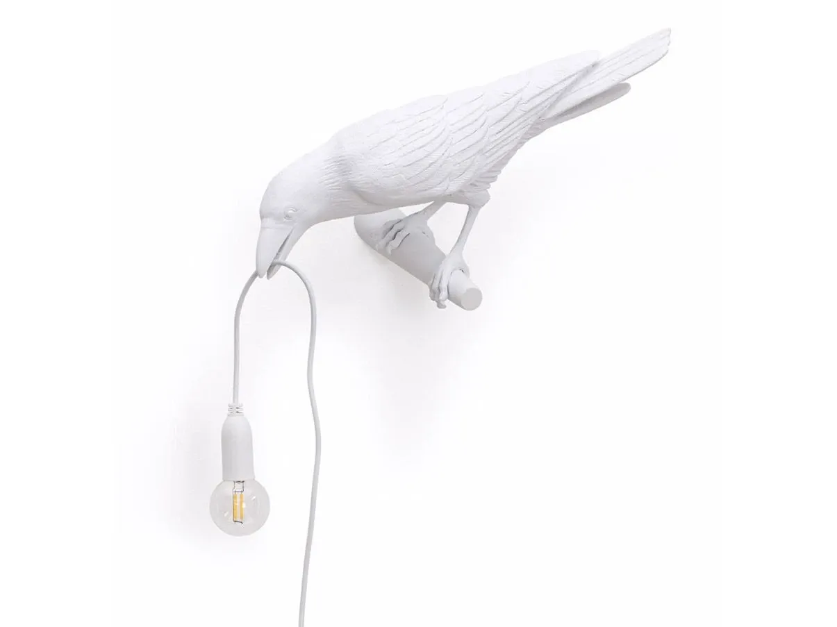 Bird Lamp White Looking Left (outdoor) 2