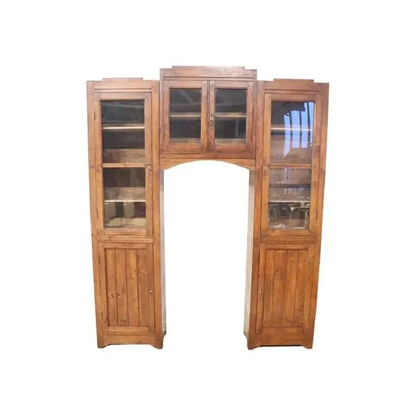 Vintage fir wood bookcase (1920s), image