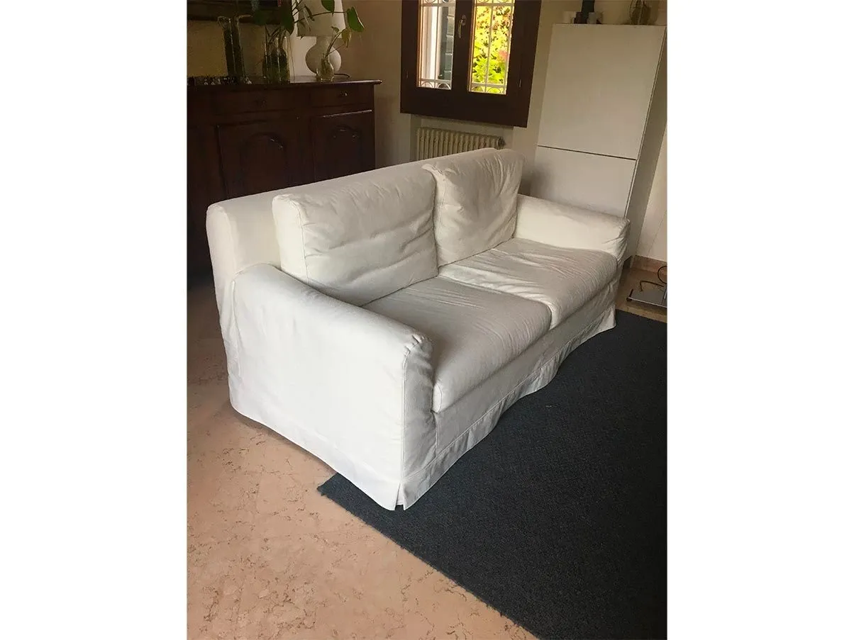 2 seater sofa in white cotton, Divani Living 1
