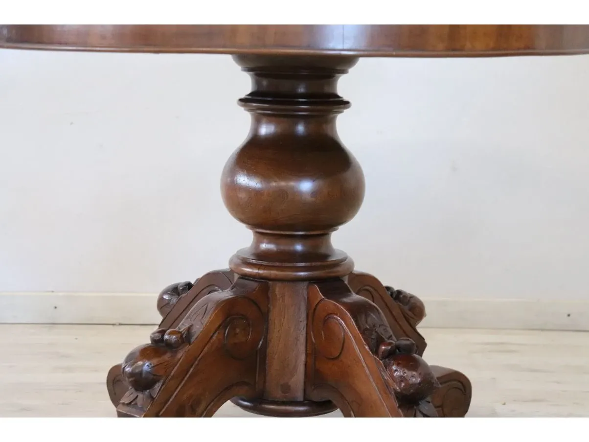 Tavolo vintage rotondo allungabile in legno ('800) 5