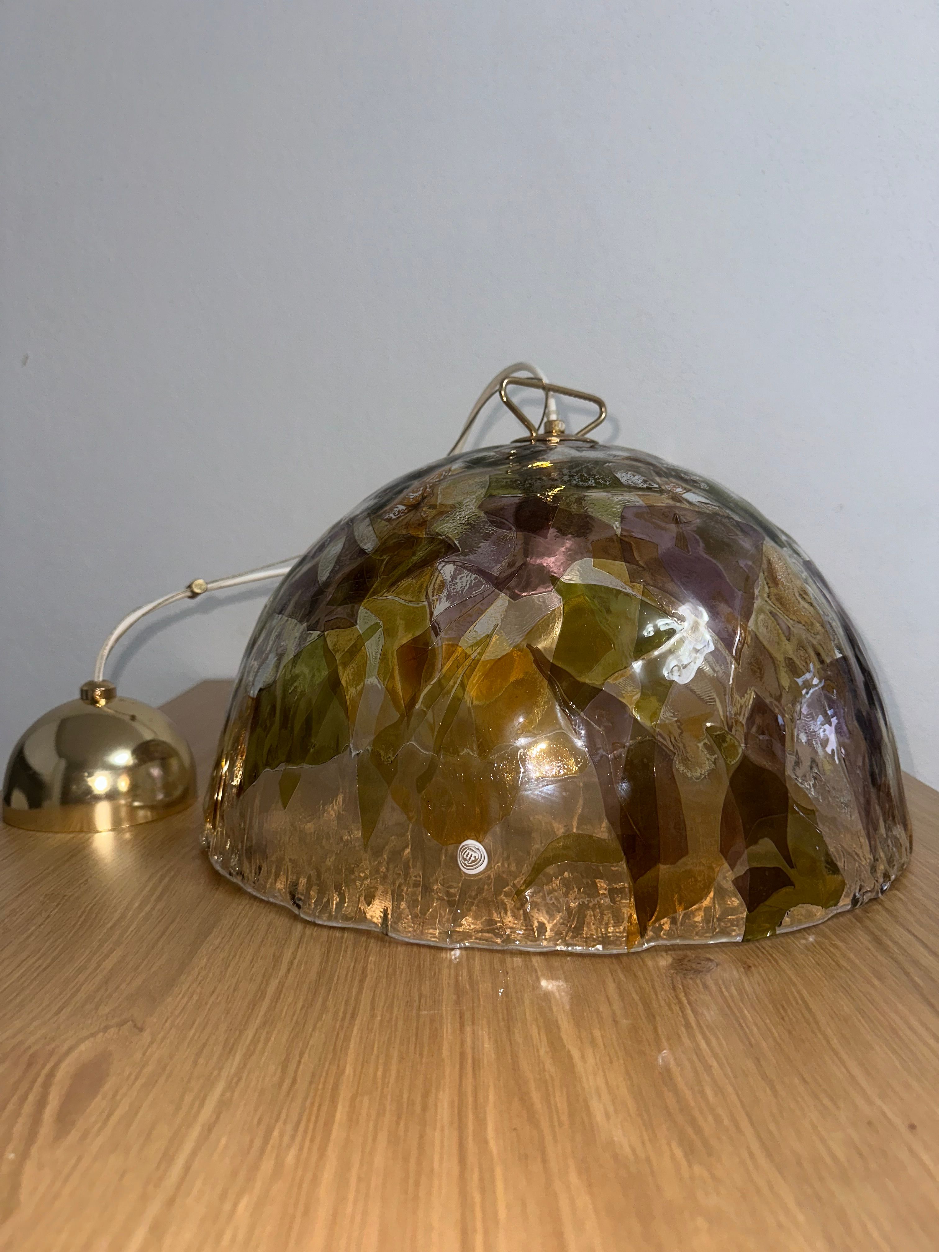 Lámpara de techo vintage de cristal de Murano Main