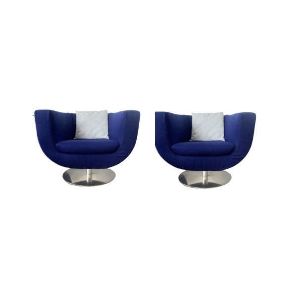 Image of Set 2 poltrone Tulip in tessuto blu di Jeffrey Bernett, B&B Italia