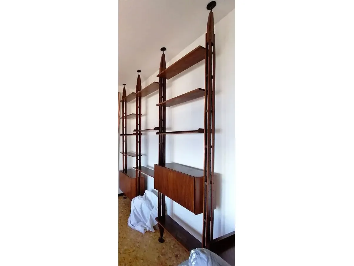 Ceiling bookcase with vintage wooden shelves (1960s) 4