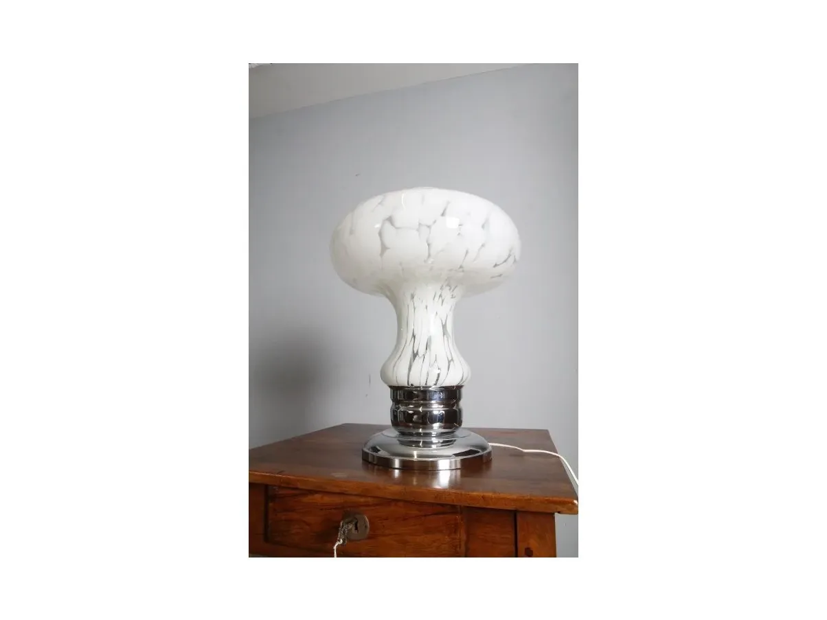Lampada da tavolo vintage in vetro di Murano e metallo,   2