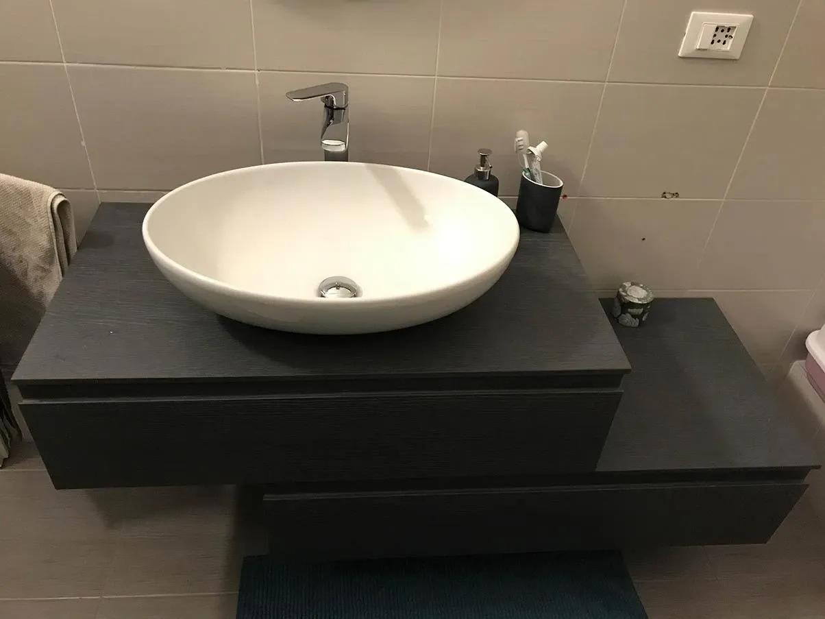 Mobile bagno con lavabo e cassettoni in legno (grigio), Arbi 2