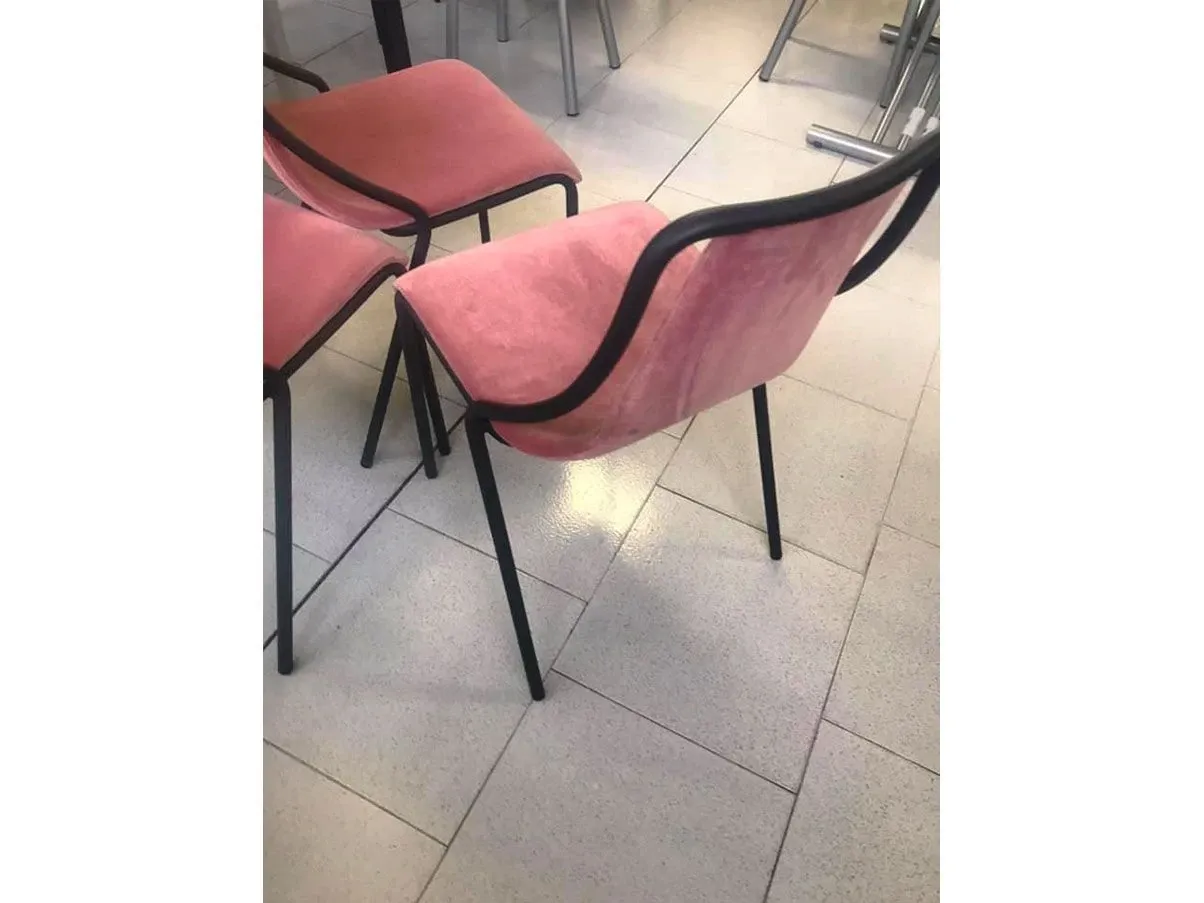 Set of 4 Ola stackable chairs in velvet (pink), Midj 2