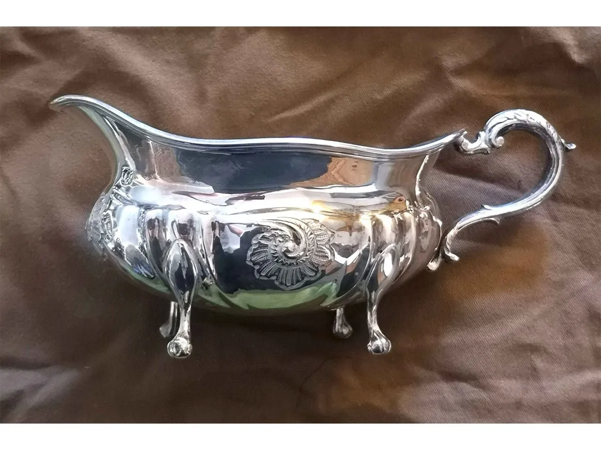 Vintage baroque style gravy boat in silver (&#39;800) 4