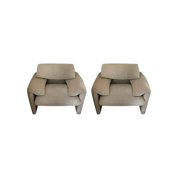 Set of 2 Maralunga armchairs by Vico Magistretti, Cassina image