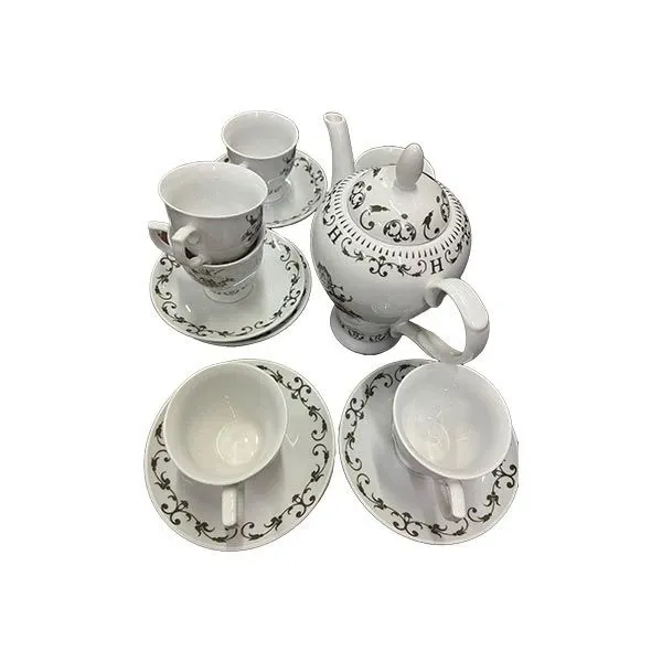 Handmade porcelain tea service set (white) 
