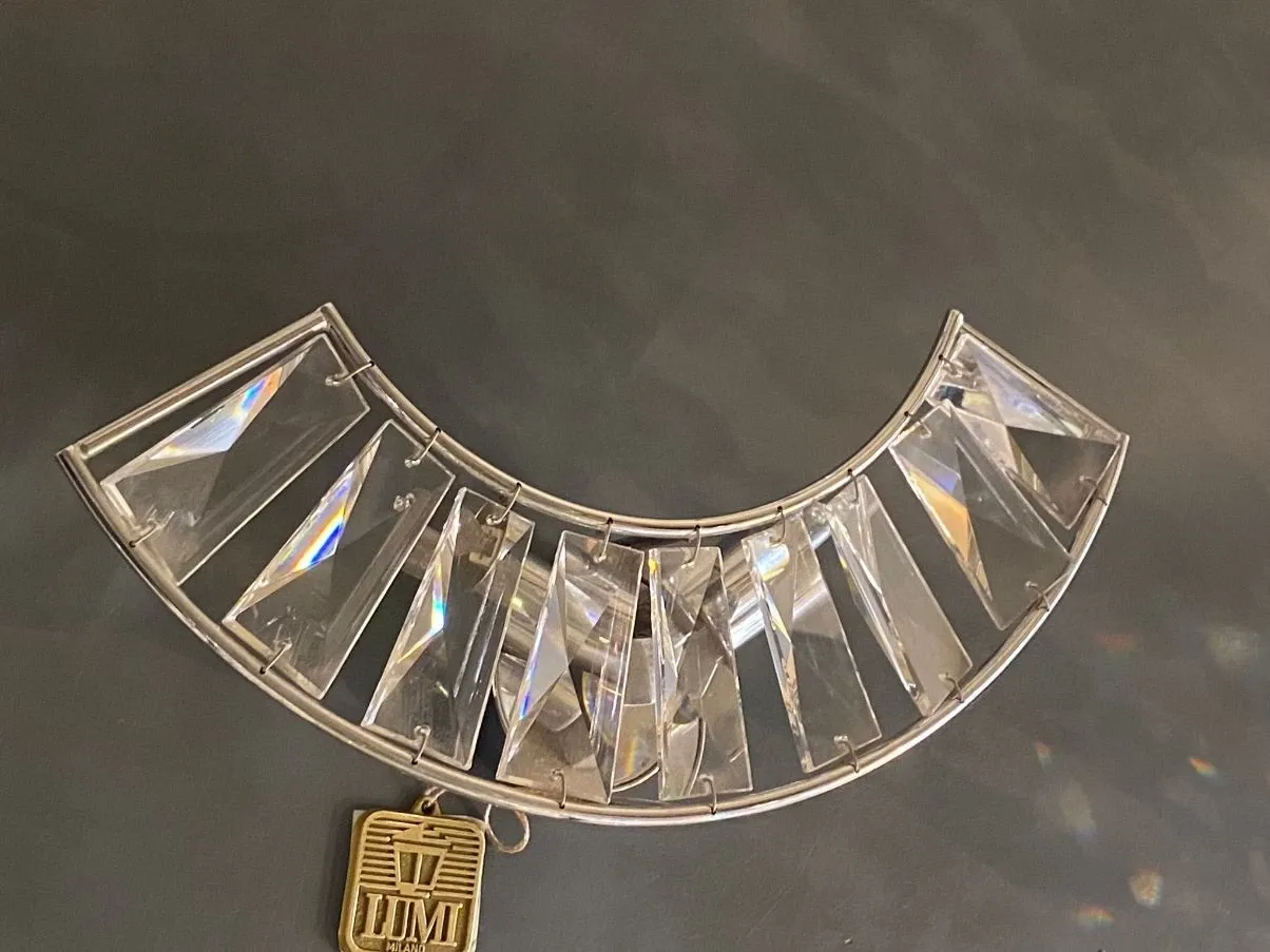 Lampada da parete in metallo cromato con cristalli, Lumi Milano 1