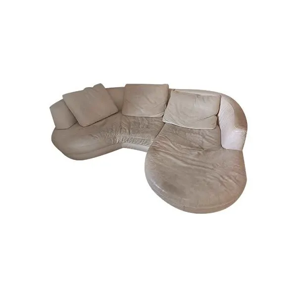 3-Sitzer Ledersofa (Weiß) 