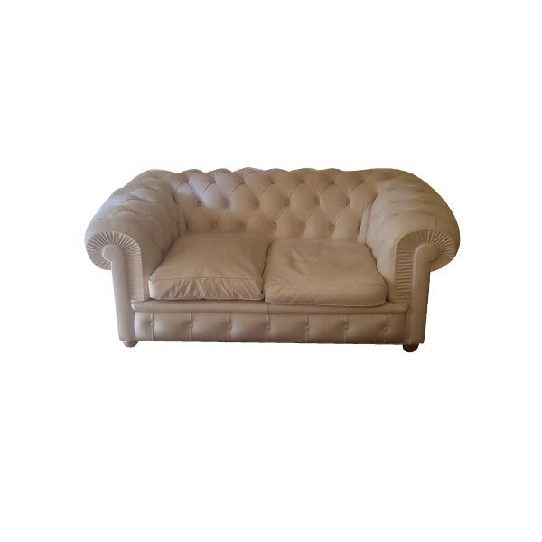 2 seater Chesterfield sofas in leather (white), Poltrona Frau