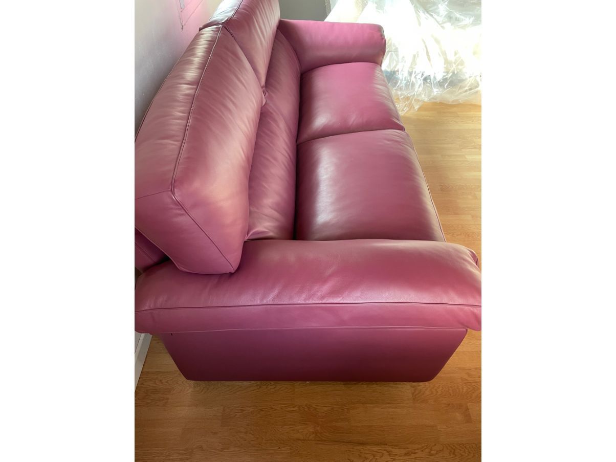 Divano in pelle bordeaux Side