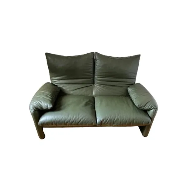 Maralunga iconic 2-seater sofa in leather (green), Cassina image