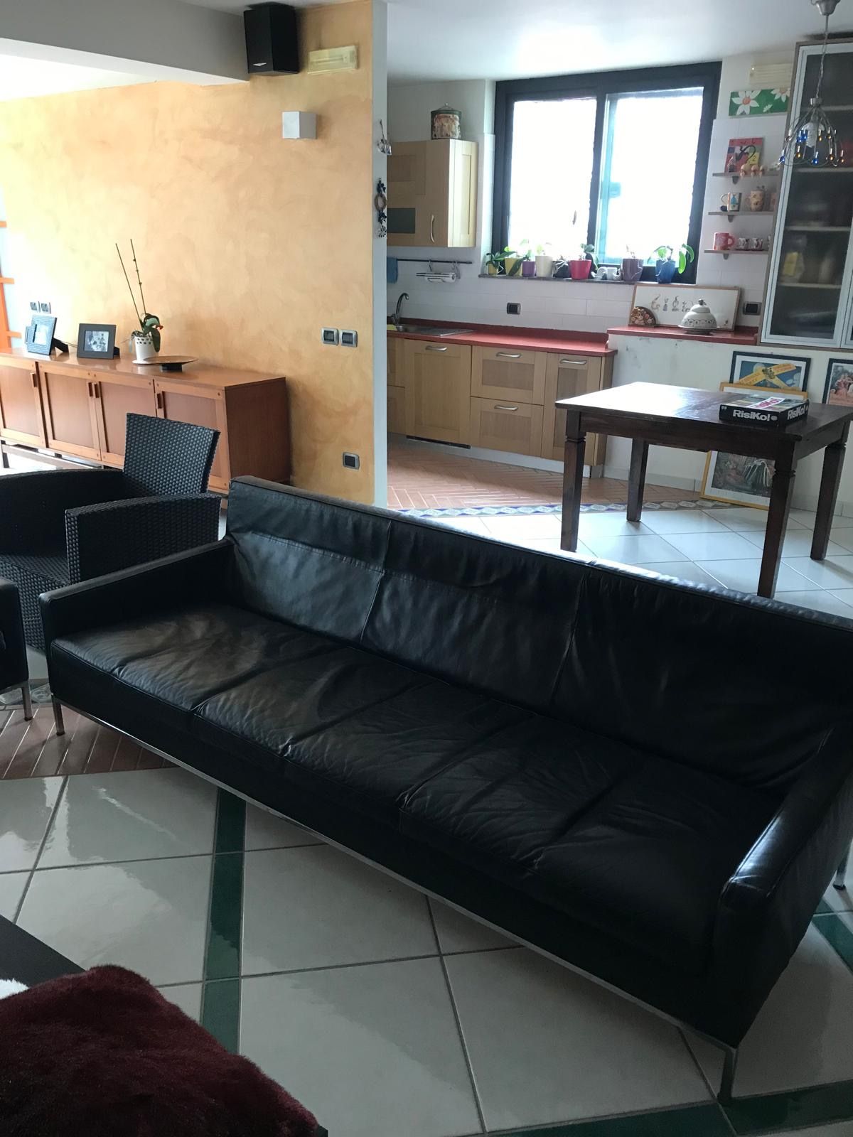 4 Seater Sofa and Vintage Leather Armchair Set (Black) Main