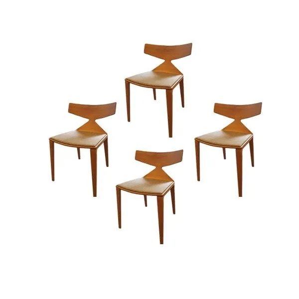 Set of 4 Saya chairs in oak wood and fabric (grey), Arper image