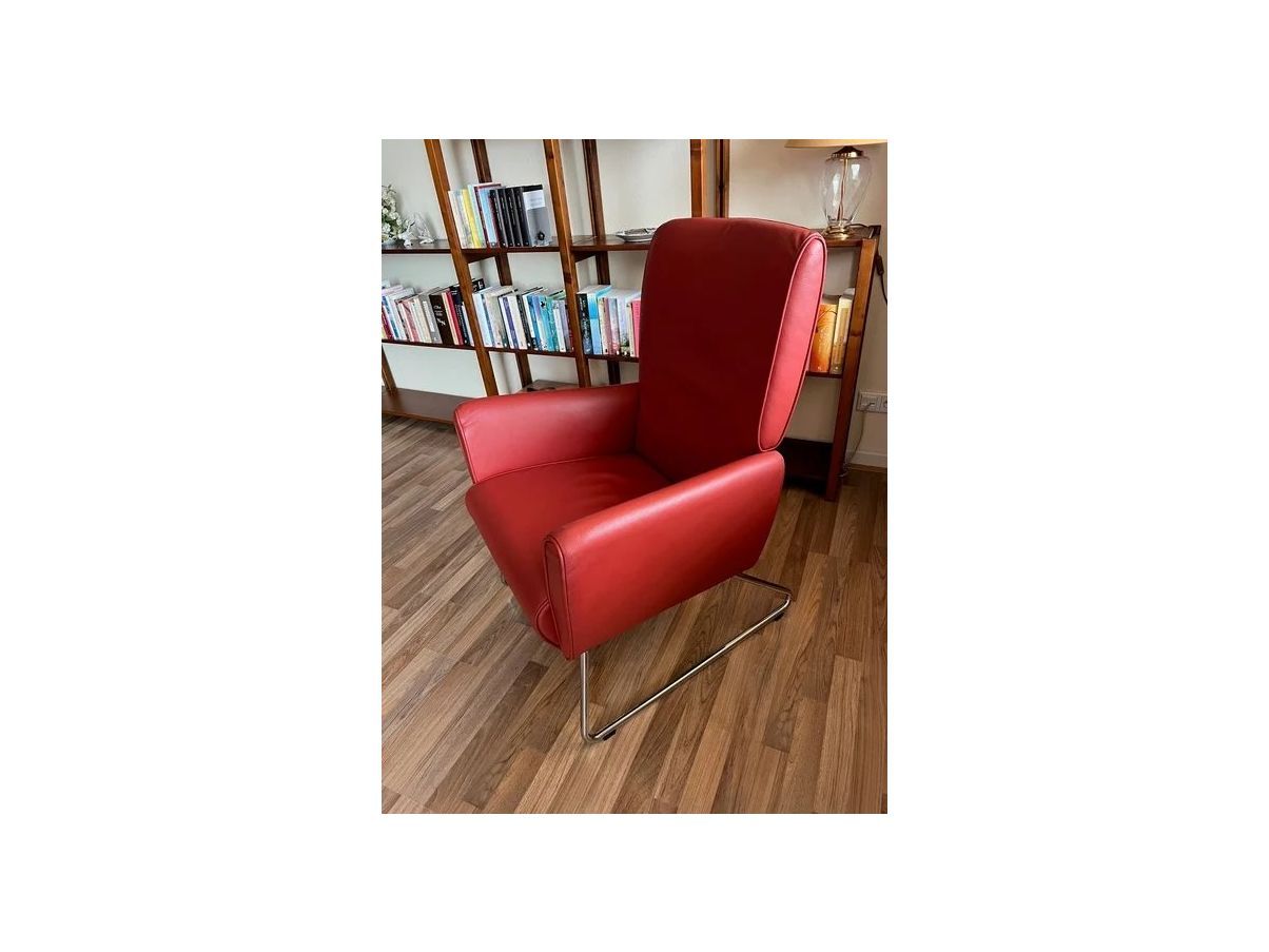 Happy Armchair In Red Leather Deesup