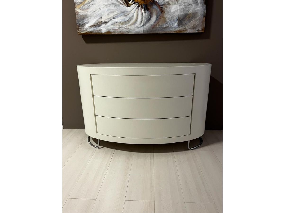Chest of drawers in lacquered wood and chromed base, Misuraemme Brand