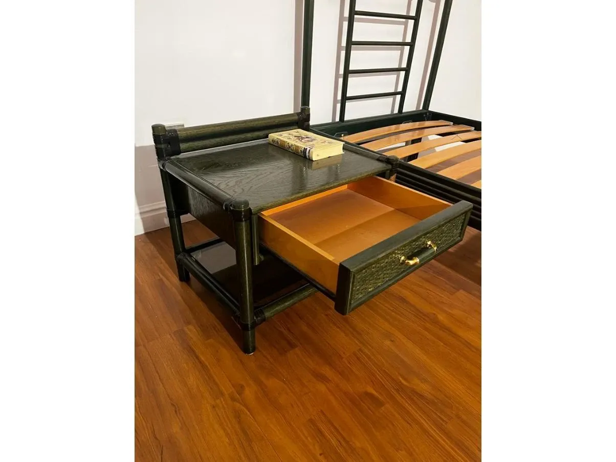 Rattan bed and nightstand set, Rattan Wood 5