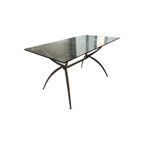 Tavolino MAYFAIR In Vetro Temperato Trasparente, 110x40x39 Cm, Design Moderno Con Angoli Arrotondati