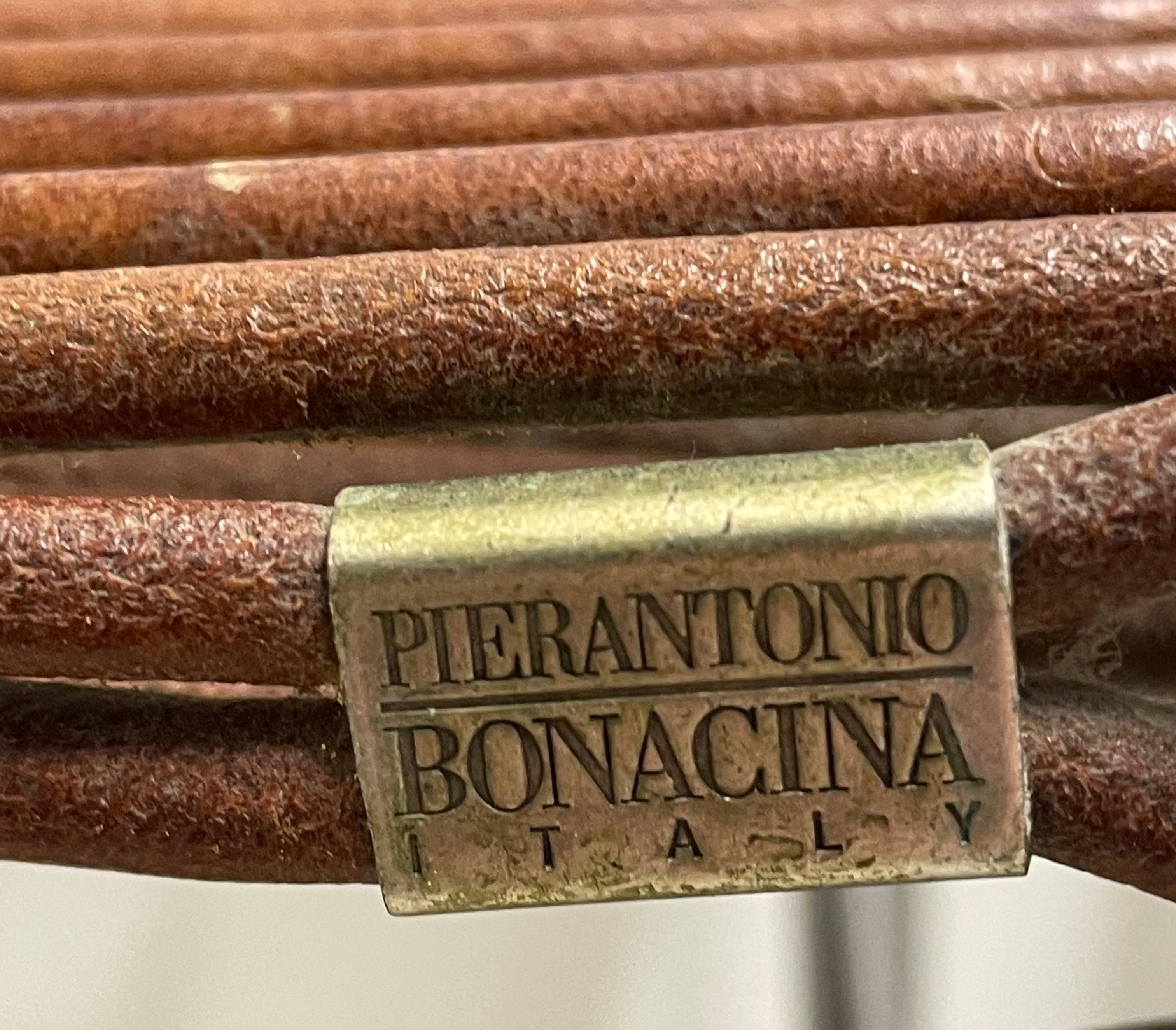 Set of 3 vintage waxed leather stools by Tito Agnoli, Bonacina1889 Brand