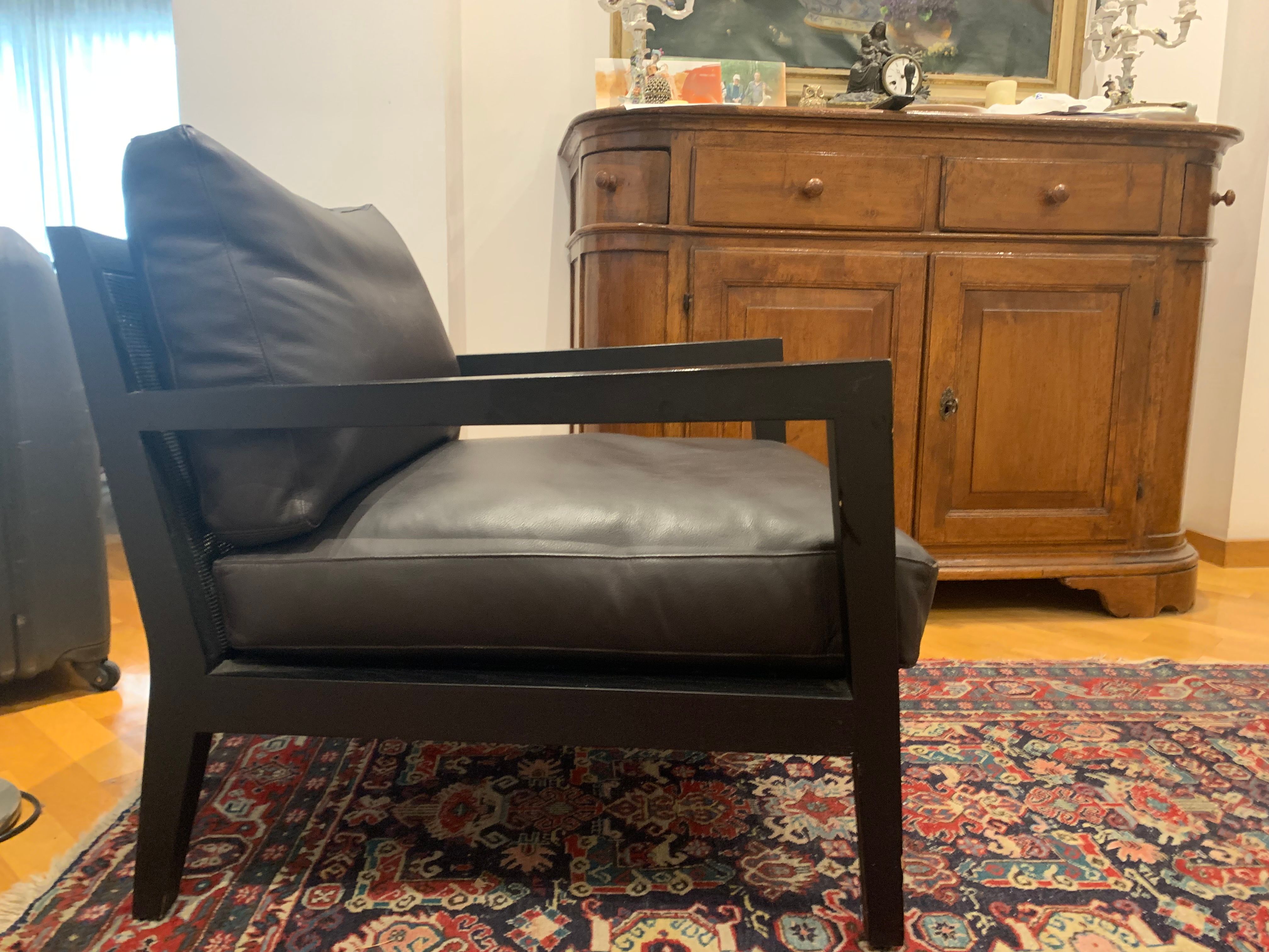 Coppia di poltrone in pelle (marrone) Side