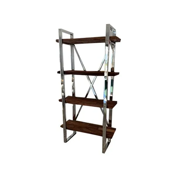 Libreria Stanton in acciaio inossidabile e legno 1