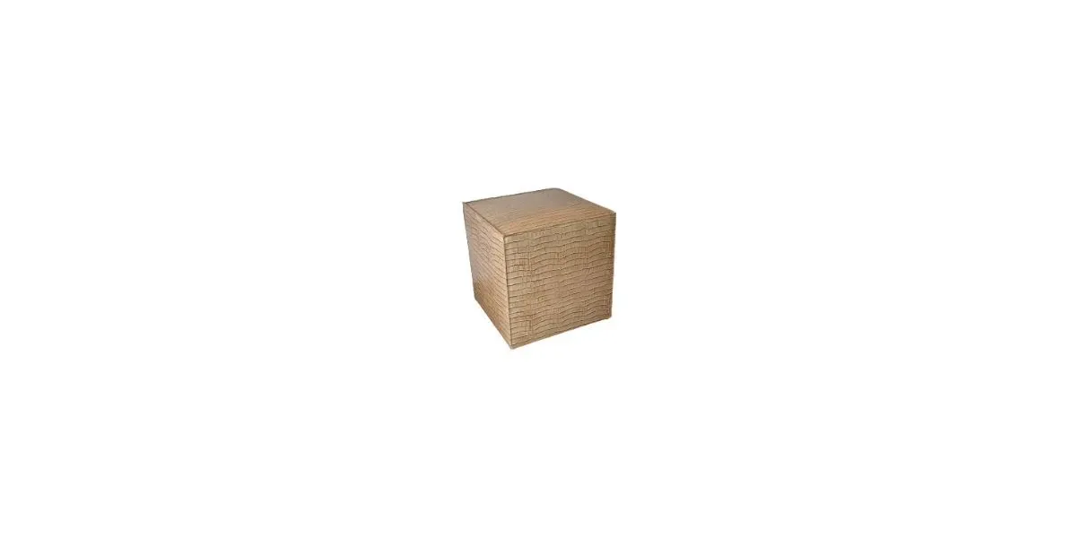 Beige leather pouf, Ivano Redaelli 