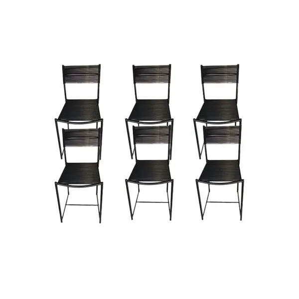 Set 6 Spaghetti Chair acciaio verniciato e PVC (nero) 2