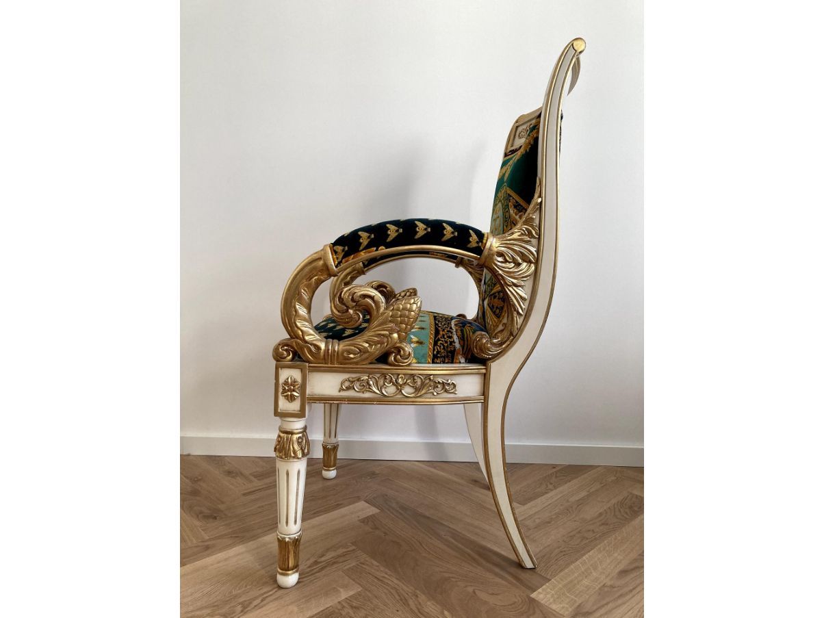 Versace Vanitas Armchair and Ottoman Set Side