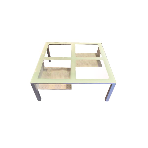 Tavolino quadrato Scaccomatto alluminio e cristallo, Sovet image