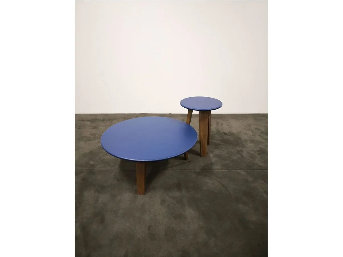 Set 2 tavolini rotondi Herve' in legno (blu), Ivano Redaelli 4