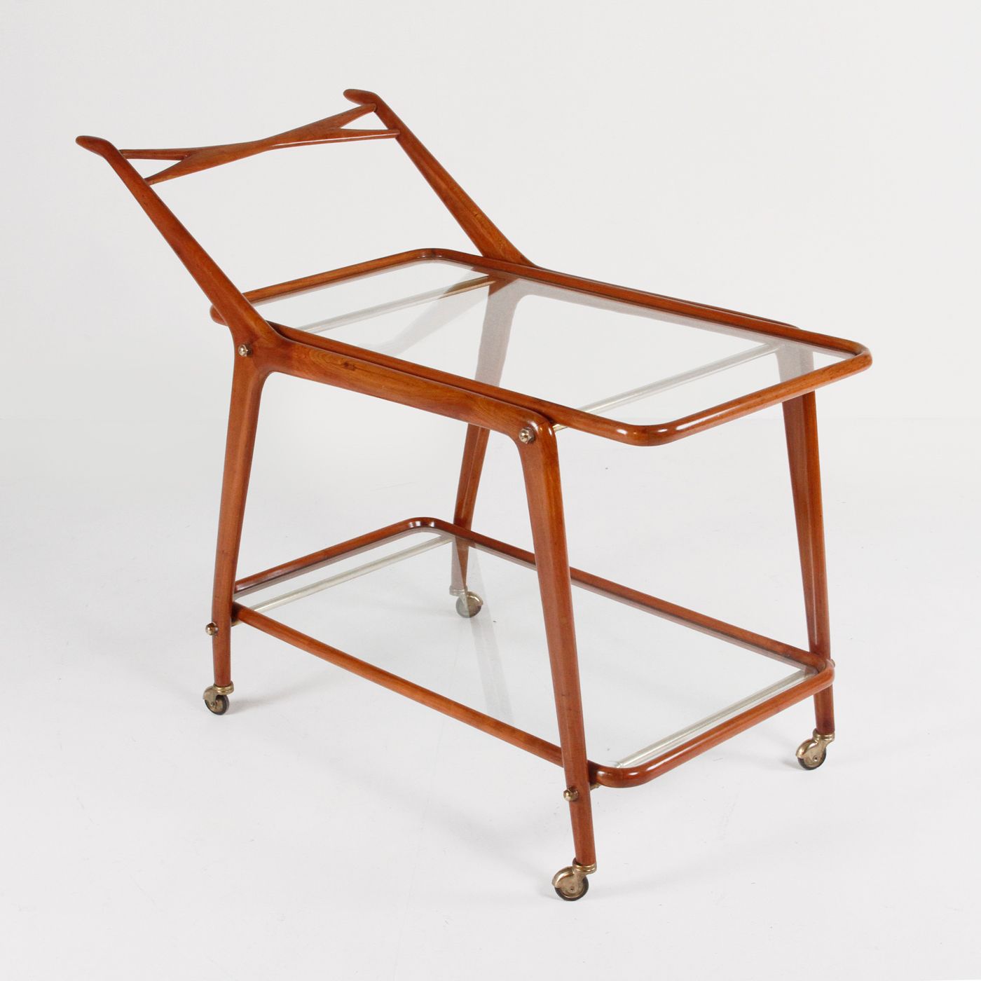 1950s wooden, glass and brass trolley image