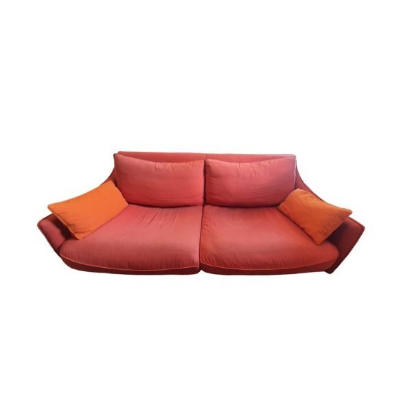 Red 3-seater sofa in goose down and wood, Roche Bobois image