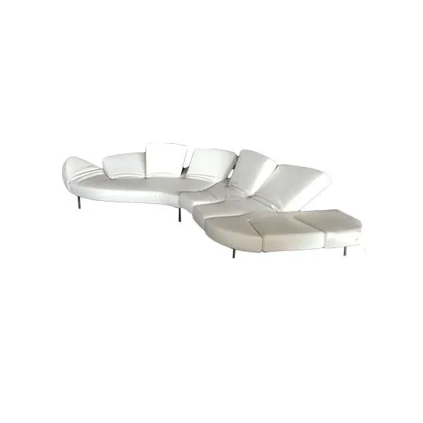 Flap sofa with 9 reclining elements leather (white), Edra image