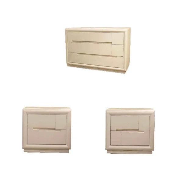 Set cassettiera e 2 comodini in legno laccato bianco, Betamobili image