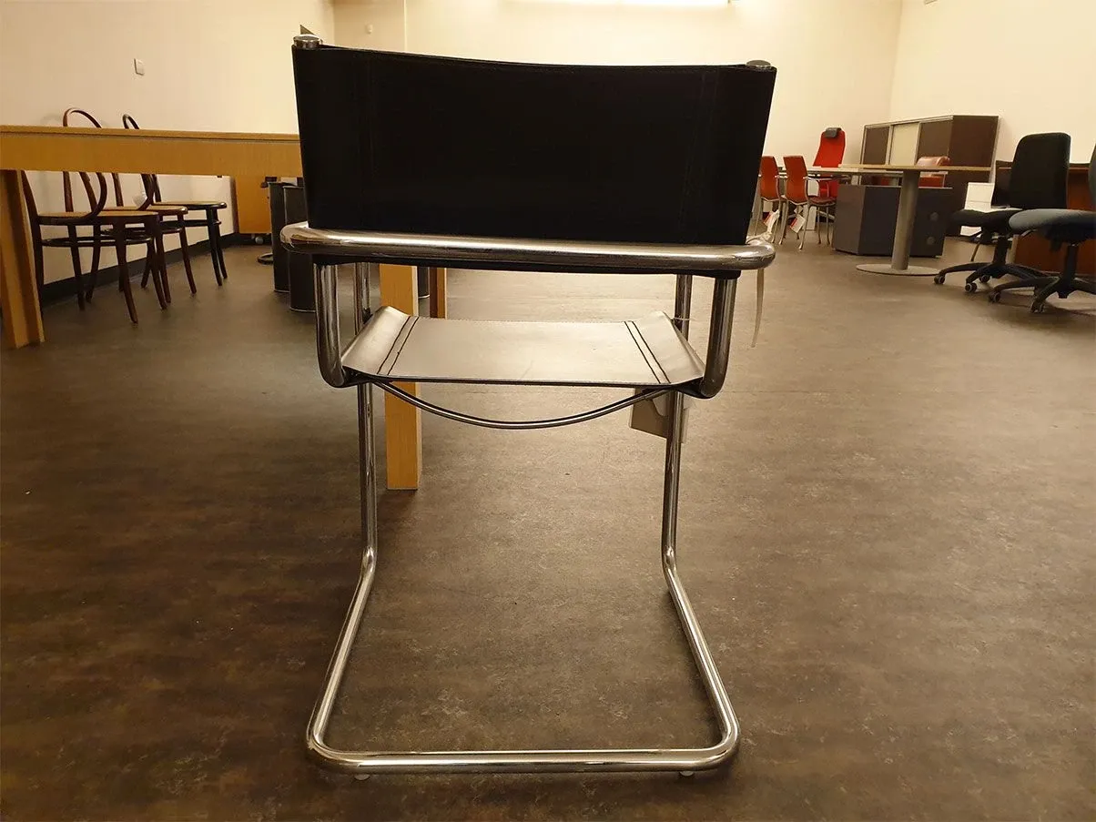 MG5 chair with armrests steel and leather (black), Matteograssi 2