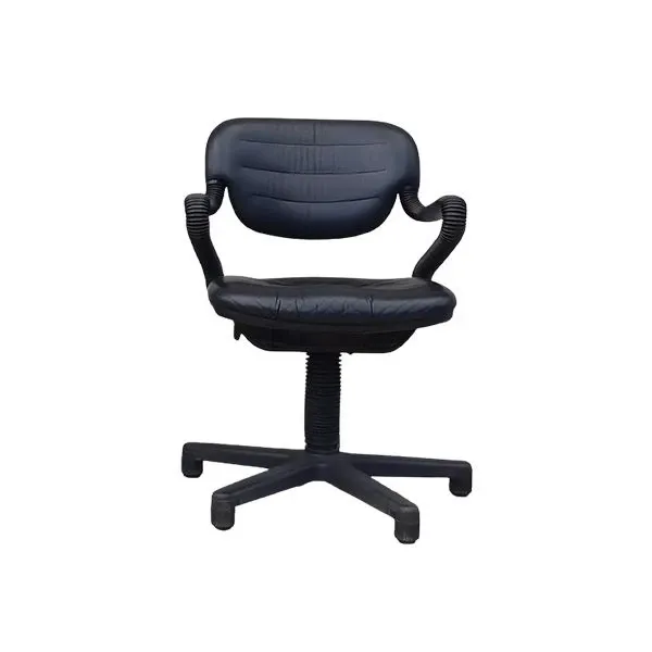 Sedia Vertebra vintage in pelle nera (anni '80) 