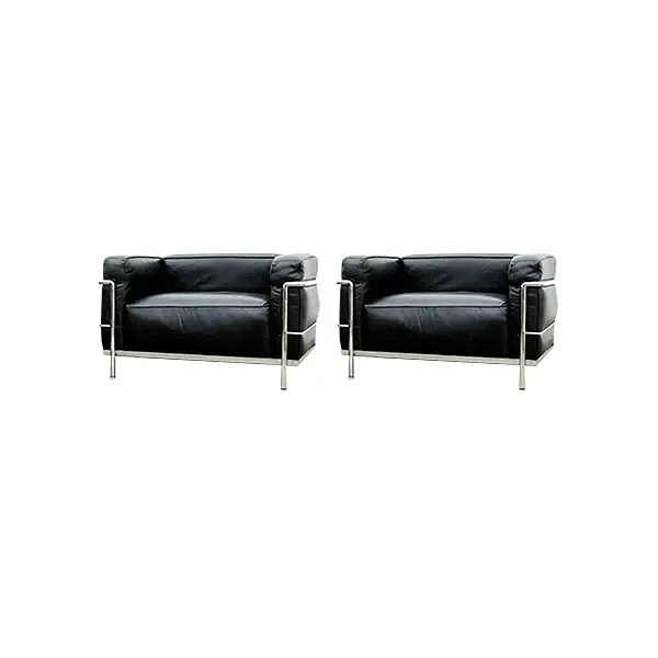 Set 2 LC3 Grand Confort leather armchairs (black), Alivar image