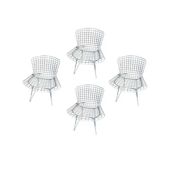 Set of 4 Bertoia Chair in steel rod, Knoll 1