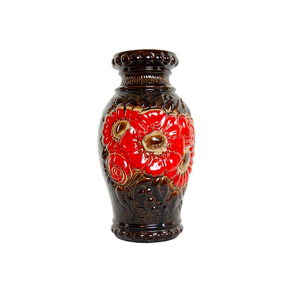 Vaso in ceramica vintage floreale fatto a mano (anni'60) image