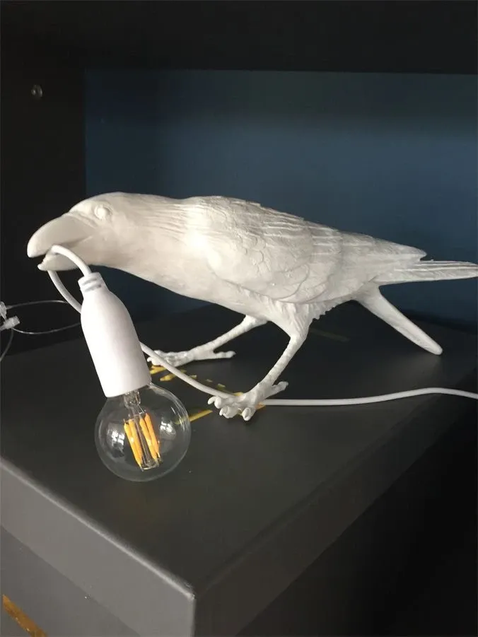 Bird Lamp White Playing 1