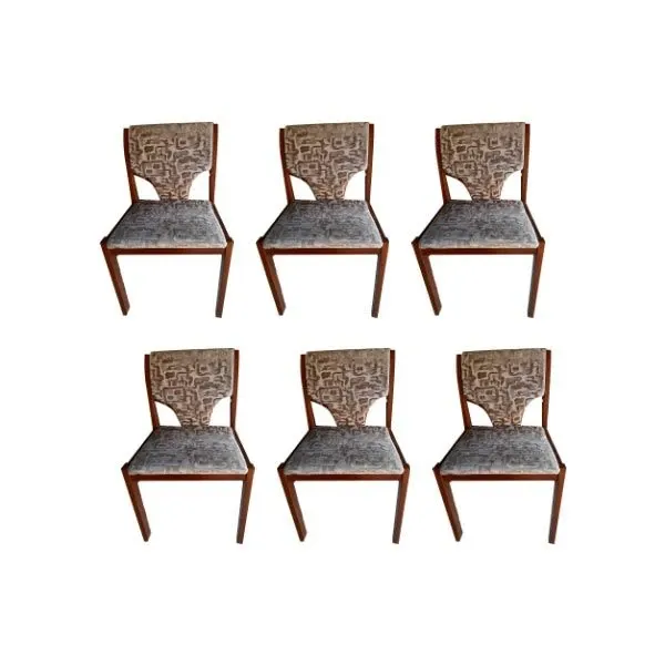 Set of 6 vintage walnut chairs (1970s), image